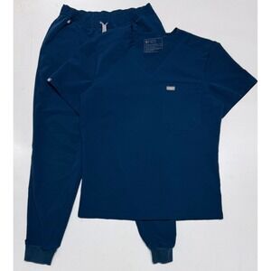 FIGS Mens Technical Collection Scrub Set V-Neck Top & Jogger Pants Blue Size M